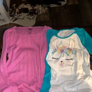 Jumping Beans Teal and White Lama Long Sleeve Tee, Pink SO Long Sleeve Tee